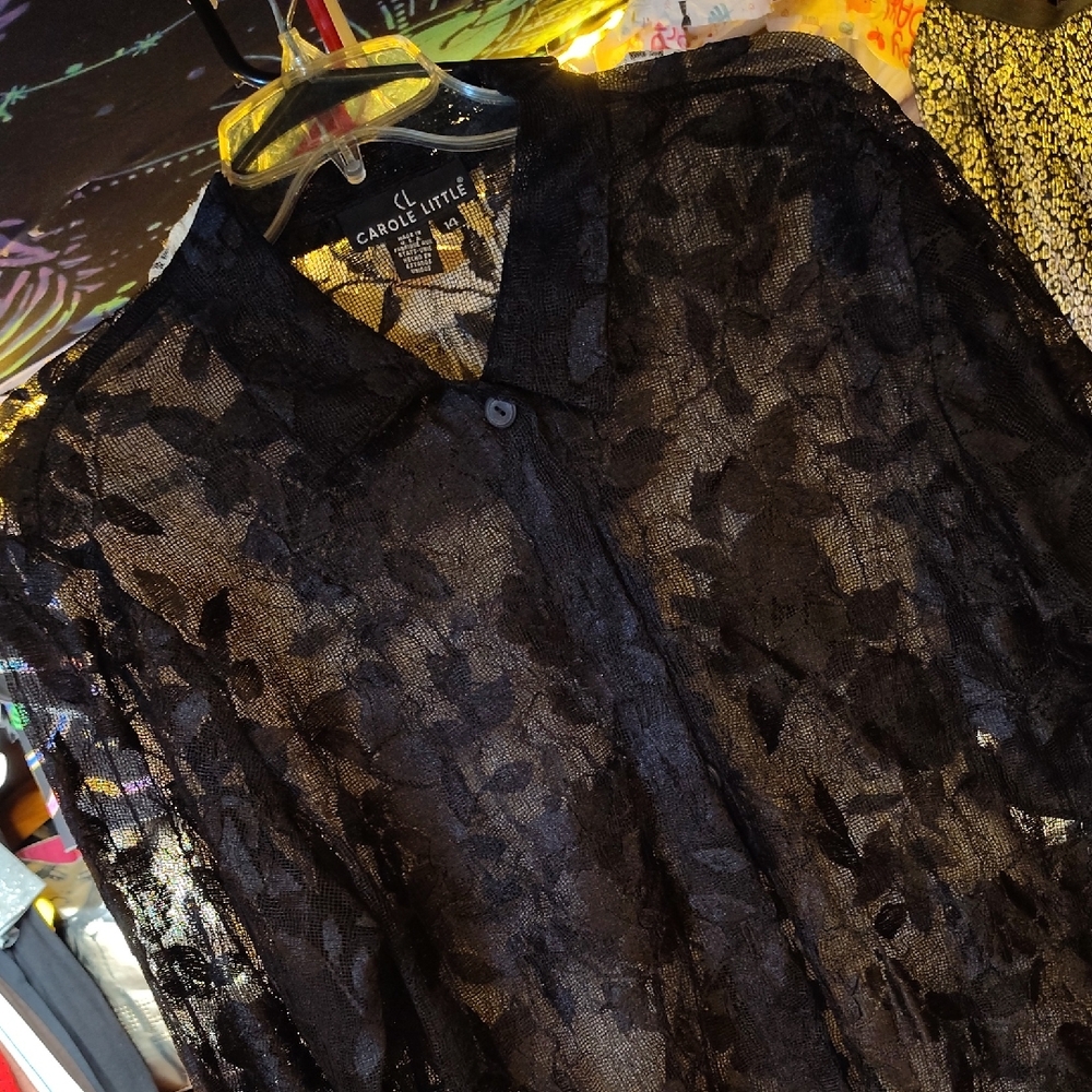 Carole Little Black Lace Blouse